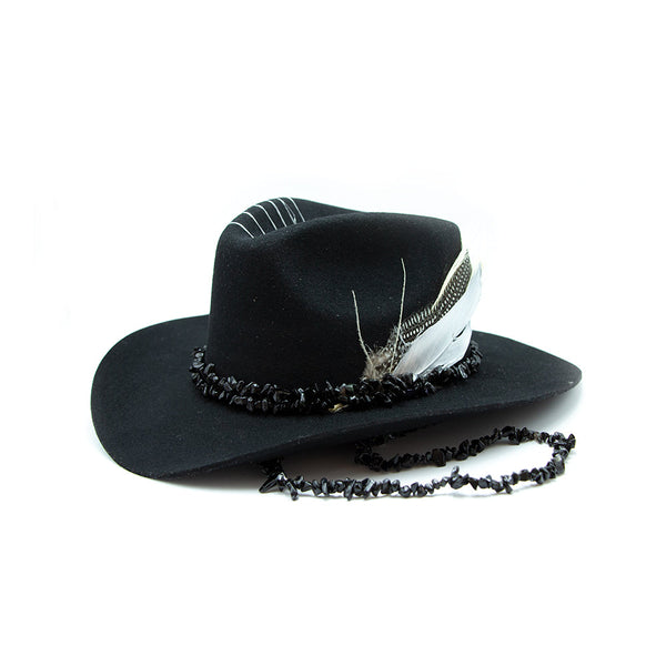 Tuluminati Hats | AMANKAYA II | Sombrero Hecho A Mano Lana Collares Hilo Cuarzo Detalles Bordados Plumas Pavo Real Unisex Hombre Mujer Tulum Mexico Playa Pueblo Magico Moda Elegante Verano Fiesta Diseñador Cowboy Estilo Unico Edicion Limitada Artesanal Mexicana.