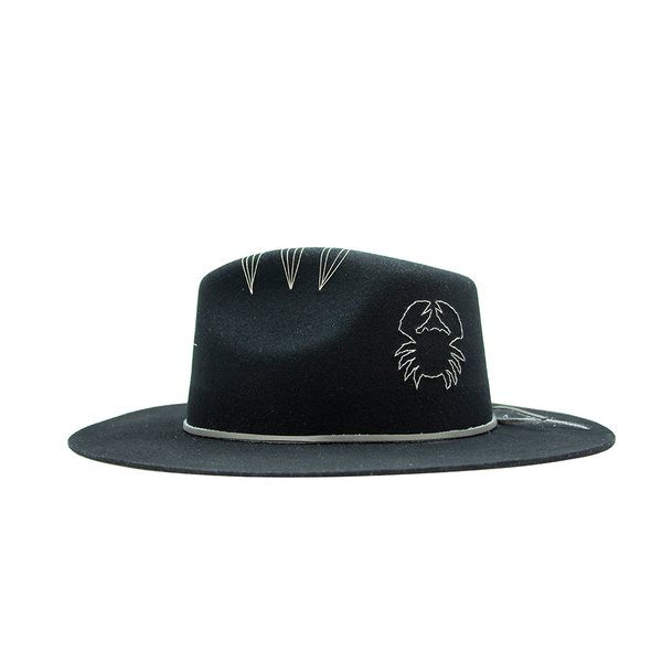 Tuluminati Hats | CANCER | Sombrero Hecho A Mano Lana Plana Detalles Metalicos Bordados Unicos Cuarzo Blanco Gamuza Unisex Hombre Mujer Tulum Mexico Playa Pueblo Magico Moda Elegante Verano Fiesta Diseñador Cowboy Estilo Unico Edicion Limitada Outfit Artesanal Mexicana Bohemio Alta Calidad.