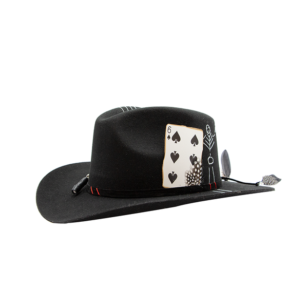 Tuluminati Hats | CAZARIN | Sombrero Hecho A Mano Lana Aplicacion Naipe Quemado Detalles Bordados UnicosCola Decorada Plumas Unisex Hombre Mujer Tulum Mexico Playa Pueblo Magico Moda Elegante Verano Fiesta Diseñador Cowboy Estilo Unico Edicion Limitada Outfit Artesanal Mexicana Bohemio Alta Calidad.