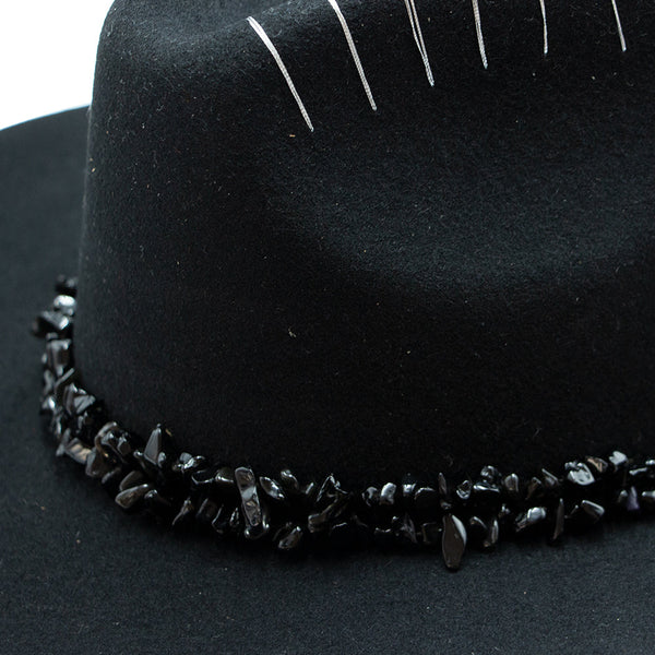 Tuluminati Hats | AMANKAYA II | Sombrero Hecho A Mano Lana Collares Hilo Cuarzo Detalles Bordados Plumas Pavo Real Unisex Hombre Mujer Tulum Mexico Playa Pueblo Magico Moda Elegante Verano Fiesta Diseñador Cowboy Estilo Unico Edicion Limitada Artesanal Mexicana.
