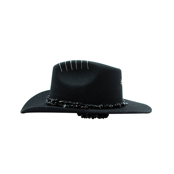 Tuluminati Hats | AMANKAYA II | Sombrero Hecho A Mano Lana Collares Hilo Cuarzo Detalles Bordados Plumas Pavo Real Unisex Hombre Mujer Tulum Mexico Playa Pueblo Magico Moda Elegante Verano Fiesta Diseñador Cowboy Estilo Unico Edicion Limitada Artesanal Mexicana.