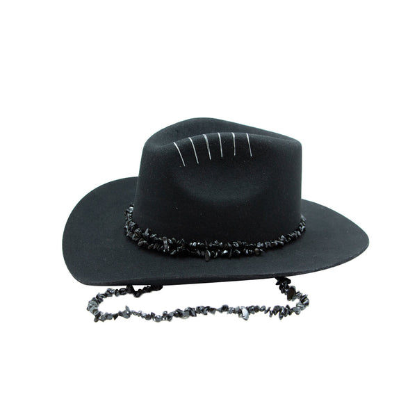 Tuluminati Hats | AMANKAYA II | Sombrero Hecho A Mano Lana Collares Hilo Cuarzo Detalles Bordados Plumas Pavo Real Unisex Hombre Mujer Tulum Mexico Playa Pueblo Magico Moda Elegante Verano Fiesta Diseñador Cowboy Estilo Unico Edicion Limitada Artesanal Mexicana.