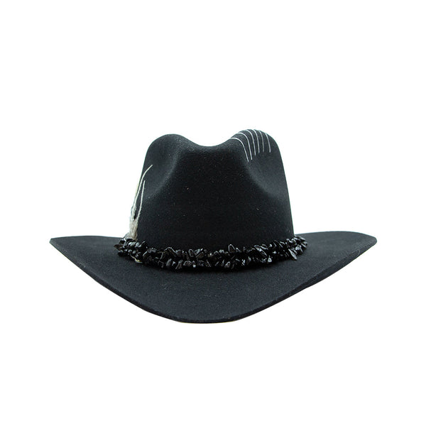 Tuluminati Hats | AMANKAYA II | Sombrero Hecho A Mano Lana Collares Hilo Cuarzo Detalles Bordados Plumas Pavo Real Unisex Hombre Mujer Tulum Mexico Playa Pueblo Magico Moda Elegante Verano Fiesta Diseñador Cowboy Estilo Unico Edicion Limitada Artesanal Mexicana.