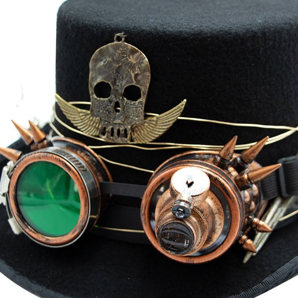 Tuluminati Hats | BURNING MAN BOMBIN | Sombrero Hecho A Mano Lana Googles Plumas Faisan Engranes Flechas Relojes Alas Color Bronce Detalles Bordados Unisex Hombre Mujer Tulum Mexico Playa Pueblo Magico Moda Elegante Verano Fiesta Diseñador Cowboy Estilo Unico Edicion Limitada Outfit Artesanal Mexicana Bohemio Alta Calidad.