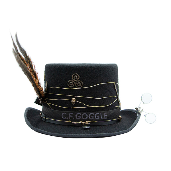 Tuluminati Hats | BURNING MAN BOMBIN | Sombrero Hecho A Mano Lana Googles Plumas Faisan Engranes Flechas Relojes Alas Color Bronce Detalles Bordados Unisex Hombre Mujer Tulum Mexico Playa Pueblo Magico Moda Elegante Verano Fiesta Diseñador Cowboy Estilo Unico Edicion Limitada Outfit Artesanal Mexicana Bohemio Alta Calidad.