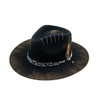 Tuluminati Hats | AKUMAL II | Sombrero Hecho A Mano Lana Plana Detalles Bordados Metalicos Gamuza Unisex Hombre Mujer Tulum Mexico Playa Pueblo Magico Moda Elegante Verano Fiesta Diseñador Cowboy Estilo Unico Edicion Limitada Artesanal Mexicana.