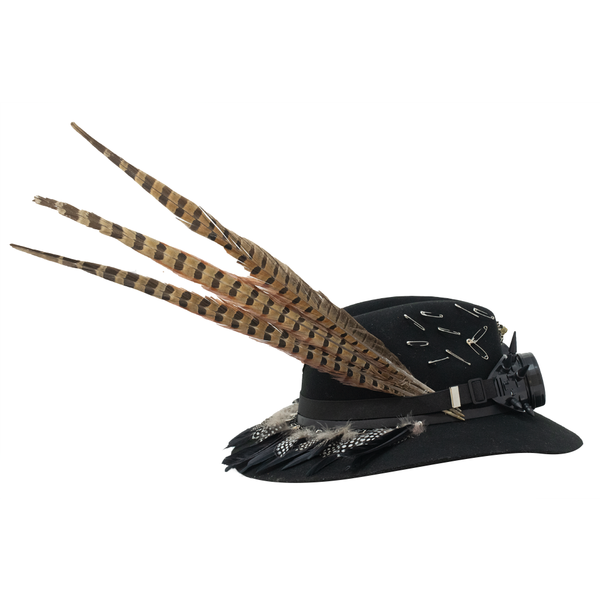 Tuluminati Hats | BURNING MAN | Sombrero Hecho A Mano Lana Googles Plumas Faisan Avestruz Aplicacion Buhos Color Oro Plata Pines Cadena Detalles Bordados Gamuza Unisex Hombre Mujer Tulum Mexico Playa Pueblo Magico Moda Elegante Verano Fiesta Diseñador Cowboy Estilo Unico Edicion Limitada Outfit Artesanal Mexicana Bohemio Alta Calidad.