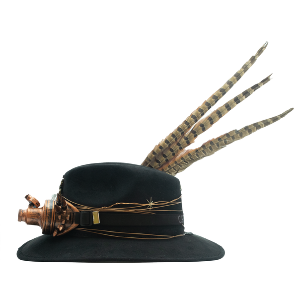 Tuluminati Hats | BURNING MAN | Sombrero Hecho A Mano Lana Googles Plumas Faisan Avestruz Aplicacion Buhos Color Oro Plata Cadena Plumas Negras Detalles Bordados Unisex Hombre Mujer Tulum Mexico Playa Pueblo Magico Moda Elegante Verano Fiesta Diseñador Cowboy Estilo Unico Edicion Limitada Outfit Artesanal Mexicana Bohemio Alta Calidad.