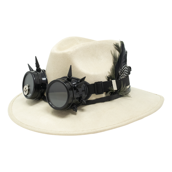 Tuluminati Hats | BURNING MAN | Sombrero Hecho A Mano Lana Googles Plumas Faisan Avestruz Aplicacion Buhos Color Oro Plata Pines Cadena Detalles Bordados Gamuza Unisex Hombre Mujer Tulum Mexico Playa Pueblo Magico Moda Elegante Verano Fiesta Diseñador Cowboy Estilo Unico Edicion Limitada Outfit Artesanal Mexicana Bohemio Alta Calidad.