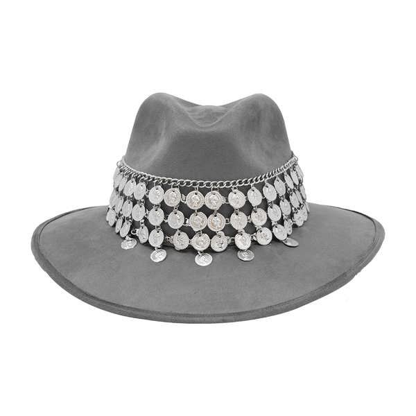 Tuluminati Hats | CHAAC | Sombrero Hecho A Mano Gamuza Aplicacion Monedas Plateadas Color Negro Gris Detalles Bordados Metalicos Unisex Hombre Mujer Tulum Mexico Playa Pueblo Magico Moda Elegante Verano Fiesta Diseñador Cowboy Estilo Unico Edicion Limitada Outfit Artesanal Mexicana Bohemio Alta Calidad.