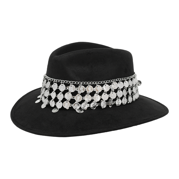 Tuluminati Hats | CHAAC | Sombrero Hecho A Mano Gamuza Aplicacion Monedas Plateadas Color Negro Gris Detalles Bordados Metalicos Unisex Hombre Mujer Tulum Mexico Playa Pueblo Magico Moda Elegante Verano Fiesta Diseñador Cowboy Estilo Unico Edicion Limitada Outfit Artesanal Mexicana Bohemio Alta Calidad.