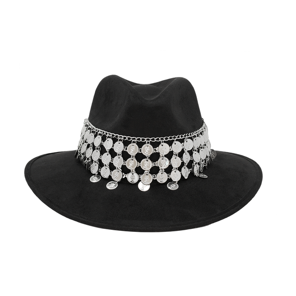Tuluminati Hats | CHAAC | Sombrero Hecho A Mano Gamuza Aplicacion Monedas Plateadas Color Negro Gris Detalles Bordados Metalicos Unisex Hombre Mujer Tulum Mexico Playa Pueblo Magico Moda Elegante Verano Fiesta Diseñador Cowboy Estilo Unico Edicion Limitada Outfit Artesanal Mexicana Bohemio Alta Calidad.