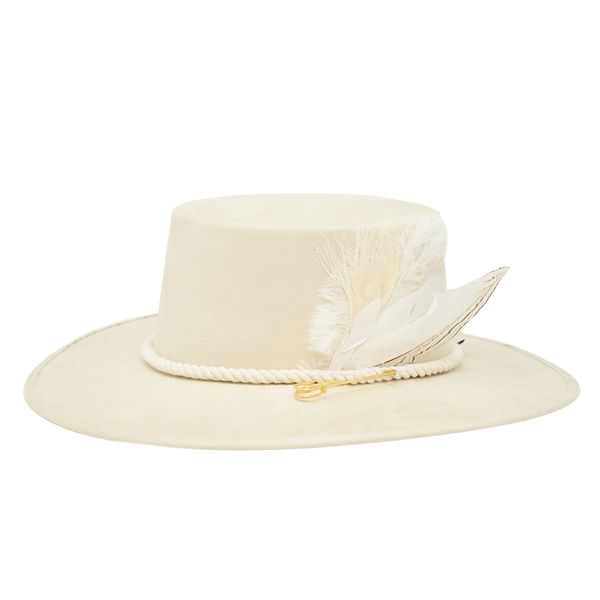 Tuluminati Hats | CHIKIN II | Sombrero Hecho A Mano Lana Blanco con Cuerda Algodon Toques Bordados Plumas Blancas Pavo Real Avestruz Ganso Faisan Plateado Pin Dorado Detalles Bordados Chaquira Huichol Unisex Hombre Mujer Tulum Mexico Playa Pueblo Magico Moda Elegante Verano Fiesta Diseñador Cowboy Estilo Unico Edicion Limitada Outfit Artesanal Mexicana Bohemio Alta Calidad.