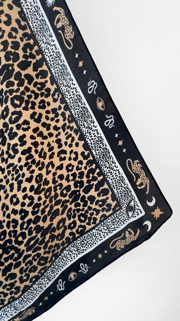 Jaguar Animal Print Silk Scarf