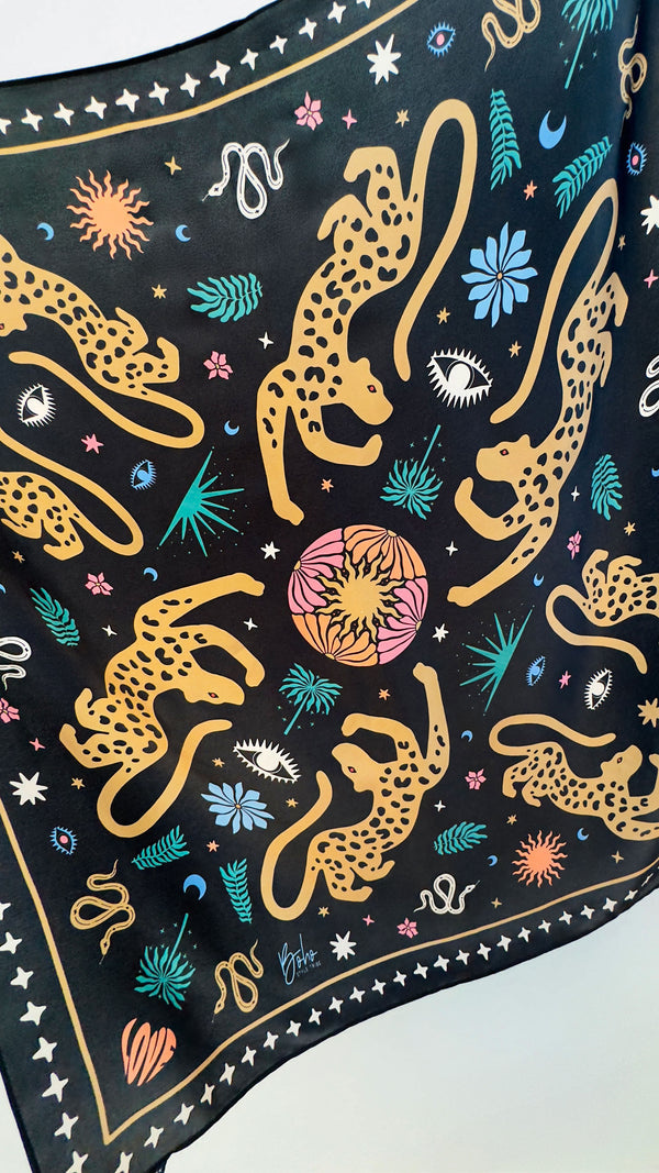 Black Jaguar Silk Scarf