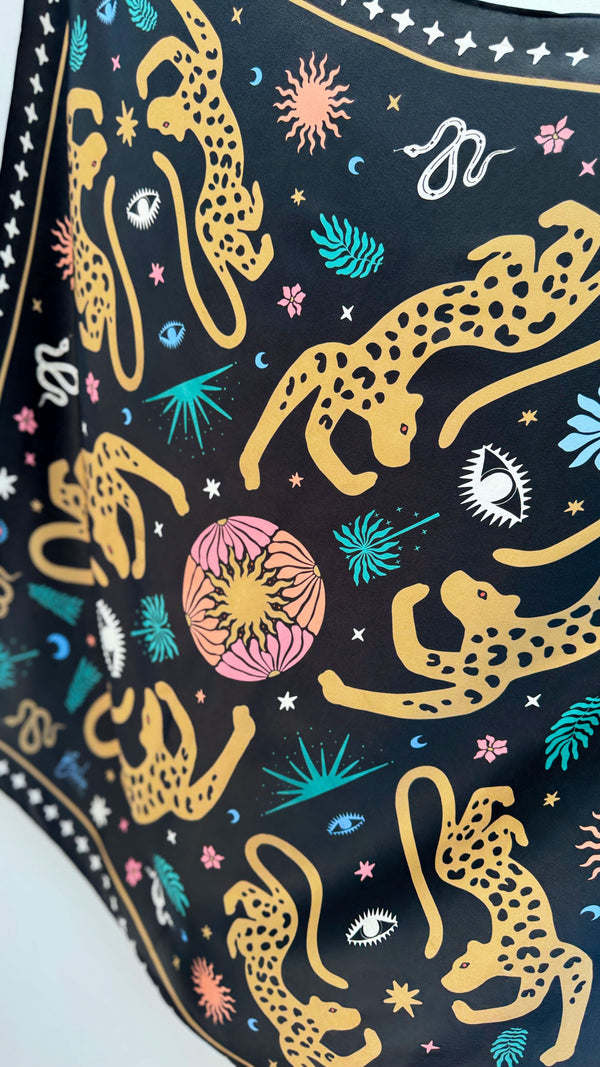 Black Jaguar Silk Scarf