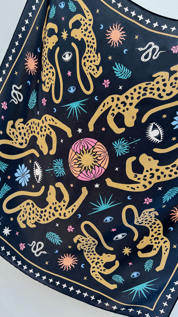 Black Jaguar Silk Scarf