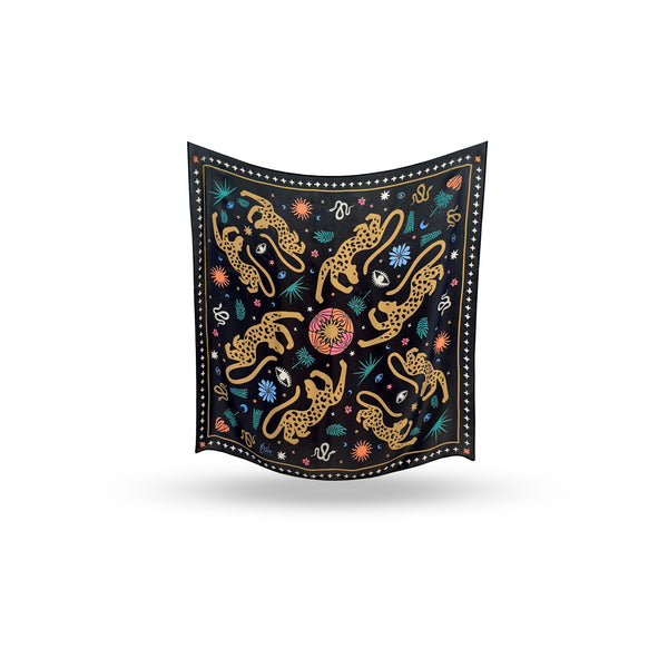 Black Jaguar Silk Scarf