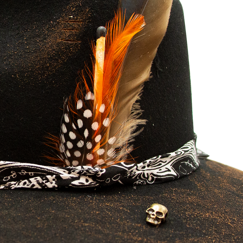 Tuluminati Hats | AKUMAL | Sombrero Hecho A Mano Lana Paliacate Cafe Frase Escrita Plumas Gallo Pava Coquen Detalles Bordados Unisex Hombre Mujer Tulum Mexico Playa Pueblo Magico Moda Elegante Verano Fiesta Diseñador Cowboy Estilo Unico Edicion Limitada Artesanal Mexicana.