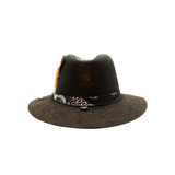 Tuluminati Hats | AKUMAL | Sombrero Hecho A Mano Lana Paliacate Cafe Frase Escrita Plumas Gallo Pava Coquen Detalles Bordados Unisex Hombre Mujer Tulum Mexico Playa Pueblo Magico Moda Elegante Verano Fiesta Diseñador Cowboy Estilo Unico Edicion Limitada Artesanal Mexicana.