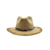 Tuluminati Hats | AKUMAL II | Sombrero Hecho A Mano Lana Plana Detalles Bordados Metalicos Gamuza Unisex Hombre Mujer Tulum Mexico Playa Pueblo Magico Moda Elegante Verano Fiesta Diseñador Cowboy Estilo Unico Edicion Limitada Artesanal Mexicana.