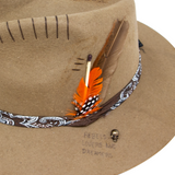 Tuluminati Hats | AKUMAL | Sombrero Hecho A Mano Lana Paliacate Cafe Frase Escrita Plumas Gallo Pava Coquen Detalles Bordados Unisex Hombre Mujer Tulum Mexico Playa Pueblo Magico Moda Elegante Verano Fiesta Diseñador Cowboy Estilo Unico Edicion Limitada Artesanal Mexicana.