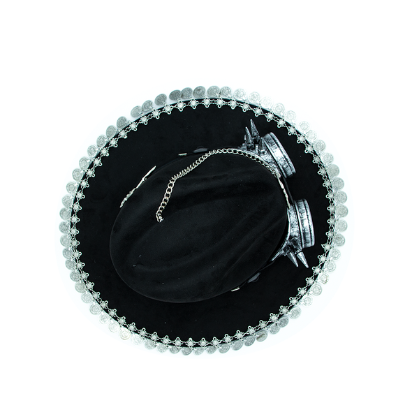 Tuluminati Hats | BURNING MAN | Sombrero Hecho A Mano Lana Googles Plumas Faisan Avestruz Aplicacion Buhos Color Oro Plata Cadena Plumas Negras Detalles Bordados Unisex Hombre Mujer Tulum Mexico Playa Pueblo Magico Moda Elegante Verano Fiesta Diseñador Cowboy Estilo Unico Edicion Limitada Outfit Artesanal Mexicana Bohemio Alta Calidad.