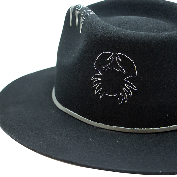 Tuluminati Hats | CANCER | Sombrero Hecho A Mano Lana Plana Detalles Metalicos Bordados Unicos Cuarzo Blanco Gamuza Unisex Hombre Mujer Tulum Mexico Playa Pueblo Magico Moda Elegante Verano Fiesta Diseñador Cowboy Estilo Unico Edicion Limitada Outfit Artesanal Mexicana Bohemio Alta Calidad.
