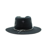 Tuluminati Hats | CANCER | Sombrero Hecho A Mano Lana Plana Detalles Metalicos Bordados Unicos Cuarzo Blanco Gamuza Unisex Hombre Mujer Tulum Mexico Playa Pueblo Magico Moda Elegante Verano Fiesta Diseñador Cowboy Estilo Unico Edicion Limitada Outfit Artesanal Mexicana Bohemio Alta Calidad.