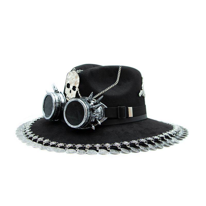 Tuluminati Hats | BURNING MAN | Sombrero Hecho A Mano Lana Googles Plumas Faisan Avestruz Aplicacion Buhos Color Oro Plata Cadena Plumas Negras Detalles Bordados Unisex Hombre Mujer Tulum Mexico Playa Pueblo Magico Moda Elegante Verano Fiesta Diseñador Cowboy Estilo Unico Edicion Limitada Outfit Artesanal Mexicana Bohemio Alta Calidad.