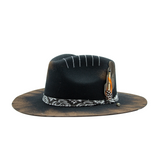 Tuluminati Hats | AKUMAL II | Sombrero Hecho A Mano Lana Plana Detalles Bordados Metalicos Gamuza Unisex Hombre Mujer Tulum Mexico Playa Pueblo Magico Moda Elegante Verano Fiesta Diseñador Cowboy Estilo Unico Edicion Limitada Artesanal Mexicana.