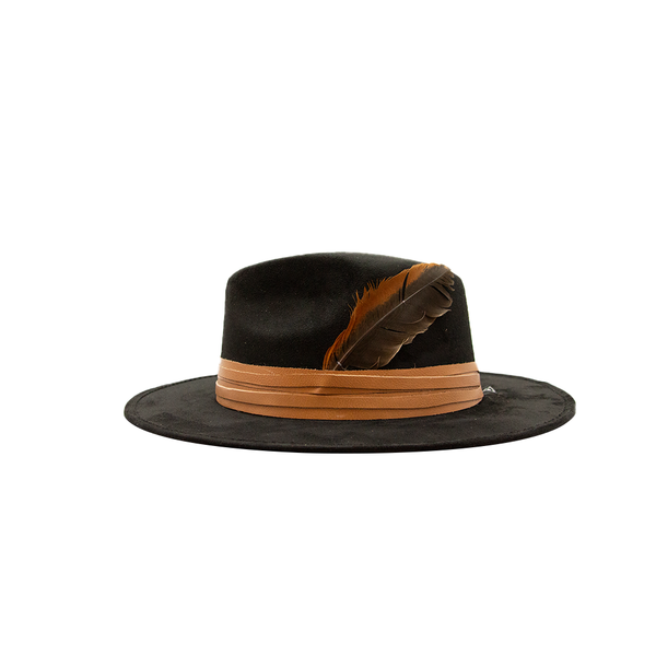 Tuluminati Hats AHAU Sombrero de Gamuza Hecho a Mano Unisex Pluma al Costado Piel Hombre Mujer Tulum Mexico Playa Pueblo Magico Moda Elegante Verano Fiesta Diseñador Cowboy Estilo Unico Edicion Limitada Artesanal Mexicana.
