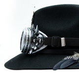 Tuluminati Hats | BURNING MAN | Sombrero Hecho A Mano Lana Googles Plumas Faisan Avestruz Aplicacion Buhos Color Oro Plata Pines Cadena Detalles Bordados Gamuza Unisex Hombre Mujer Tulum Mexico Playa Pueblo Magico Moda Elegante Verano Fiesta Diseñador Cowboy Estilo Unico Edicion Limitada Outfit Artesanal Mexicana Bohemio Alta Calidad.