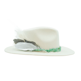 Tuluminati Hats | AMANKAYA I | Sombrero Hecho A Mano Lana Plana Detalles Bordados Metalicos Gamuza Unisex Hombre Mujer Tulum Mexico Playa Pueblo Magico Moda Elegante Verano Fiesta Diseñador Cowboy Estilo Unico Edicion Limitada Artesanal Mexicana.