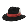 Tuluminati Hats | ATZIN | Sombrero Hecho A Mano Gamuza Detalles Bordados Tiras Piel Roja Naipe Quemado Pluma Gallina Guinea Unisex Hombre Mujer Tulum Mexico Playa Pueblo Magico Moda Elegante Verano Fiesta Diseñador Cowboy Estilo Unico Edicion Limitada Artesanal Mexicana.