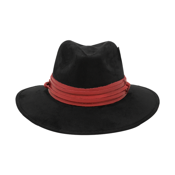 Tuluminati Hats | ATZIN | Sombrero Hecho A Mano Gamuza Detalles Bordados Tiras Piel Roja Naipe Quemado Pluma Gallina Guinea Unisex Hombre Mujer Tulum Mexico Playa Pueblo Magico Moda Elegante Verano Fiesta Diseñador Cowboy Estilo Unico Edicion Limitada Artesanal Mexicana.