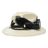 Tuluminati Hats | BURNING MAN | Sombrero Hecho A Mano Lana Googles Plumas Faisan Avestruz Aplicacion Buhos Color Oro Plata Cadena Plumas Negras Detalles Bordados Unisex Hombre Mujer Tulum Mexico Playa Pueblo Magico Moda Elegante Verano Fiesta Diseñador Cowboy Estilo Unico Edicion Limitada Outfit Artesanal Mexicana Bohemio Alta Calidad.