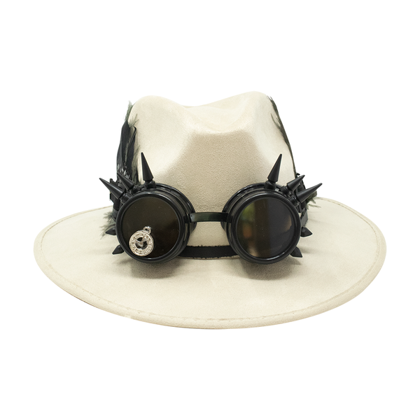 Tuluminati Hats | BURNING MAN | Sombrero Hecho A Mano Lana Googles Plumas Faisan Avestruz Aplicacion Buhos Color Oro Plata Cadena Plumas Negras Detalles Bordados Unisex Hombre Mujer Tulum Mexico Playa Pueblo Magico Moda Elegante Verano Fiesta Diseñador Cowboy Estilo Unico Edicion Limitada Outfit Artesanal Mexicana Bohemio Alta Calidad.