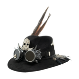 Tuluminati Hats | BURNING MAN | Sombrero Hecho A Mano Lana Googles Plumas Faisan Avestruz Aplicacion Buhos Color Oro Plata Cadena Plumas Negras Detalles Bordados Unisex Hombre Mujer Tulum Mexico Playa Pueblo Magico Moda Elegante Verano Fiesta Diseñador Cowboy Estilo Unico Edicion Limitada Outfit Artesanal Mexicana Bohemio Alta Calidad.